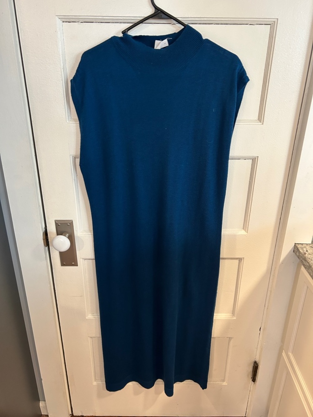 Anthropologie Sleeveless Mock Neck Maxi Dress - Teal Blue